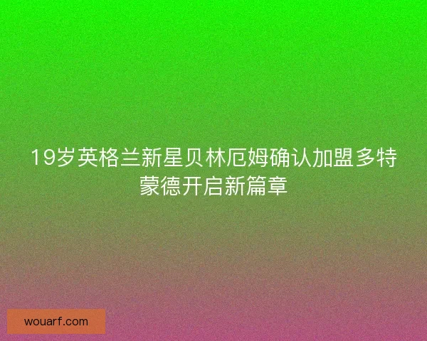 19岁英格兰新星贝林厄姆确认加盟多特蒙德开启新篇章